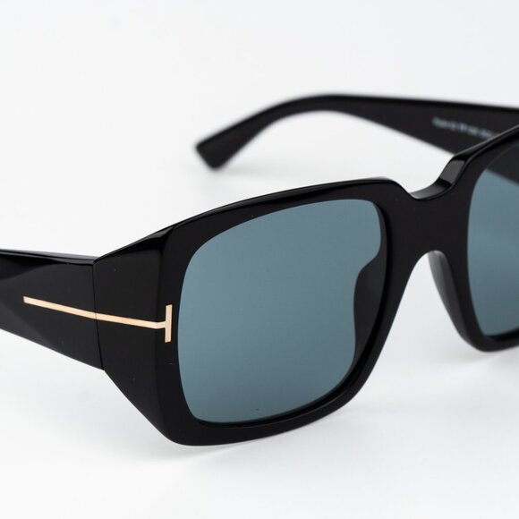 Tom Ford Men Sunglasses Ryder-02 Shiny Black Blue Rectangle FT1035 01V BRAND NEW - Picture 8 of 12